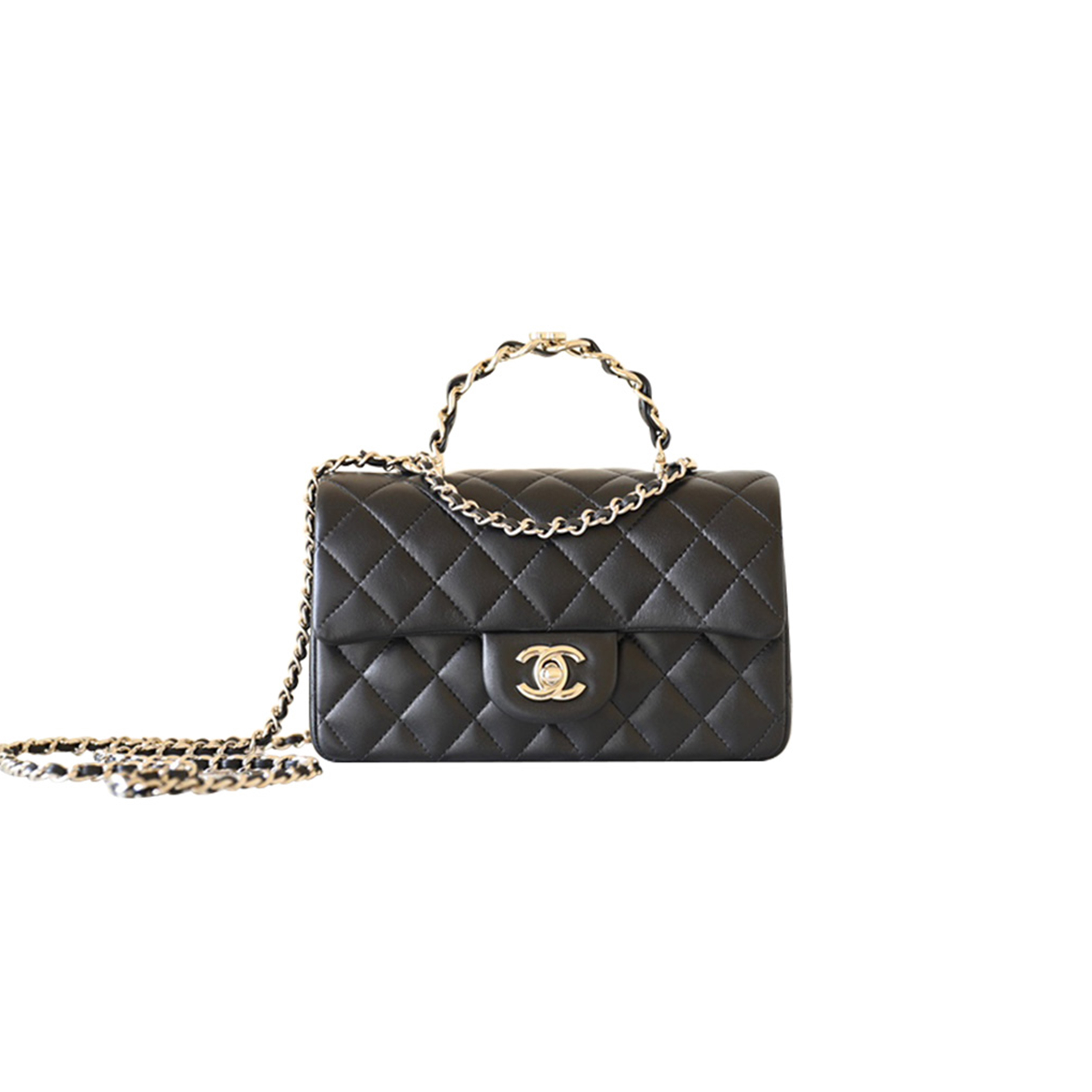 CHANEL MASTER FLAP BAG 23 BLACK LAMBSKIN GOLD HARDWARE AS2431 (20*12*6cm)